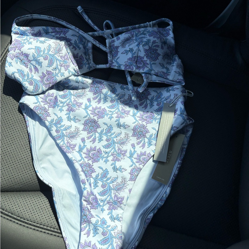 J. Crew Floral Bikini Set in Light Blue & Lavender - Picture 3 of 11